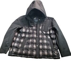 Pendleton Men's Puffer Jacket Plaid Down Fill Hooded Black Gray Size‎ XXL